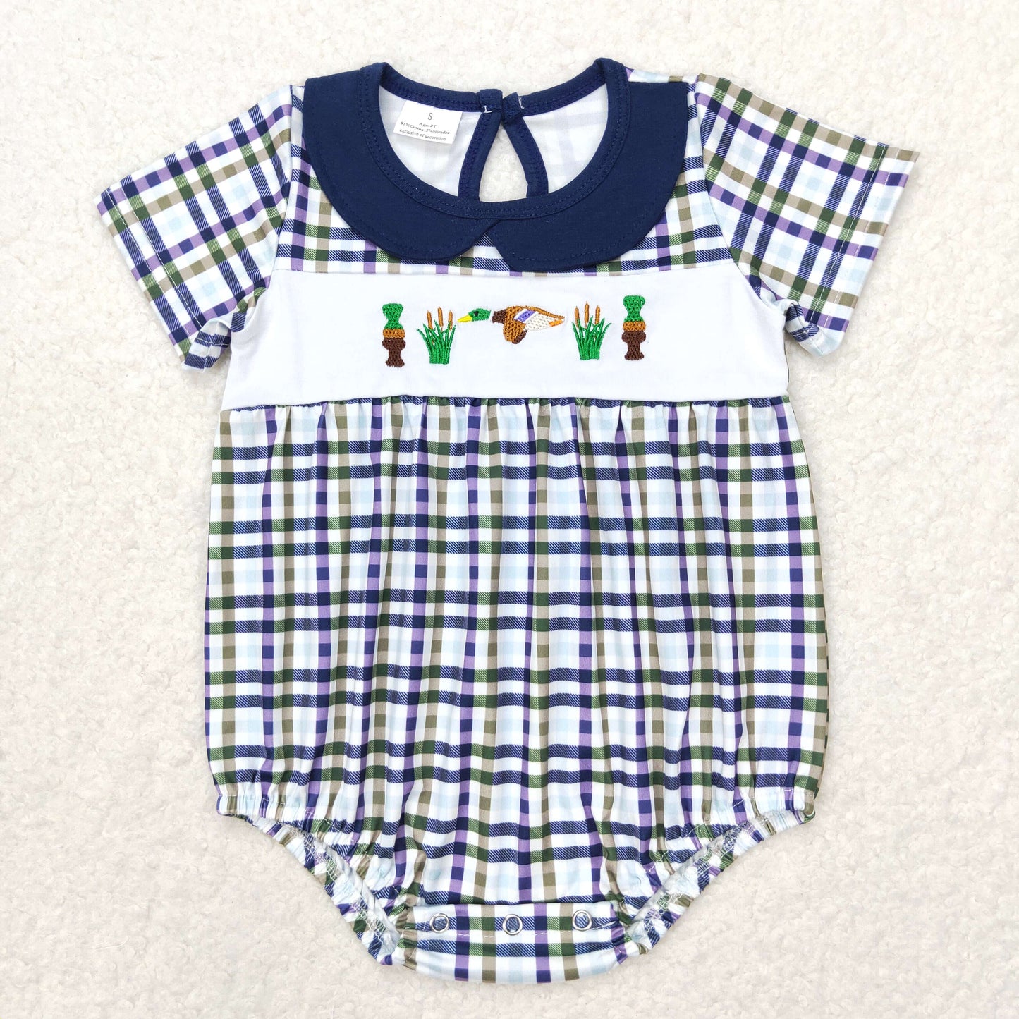 hunting plaid embroidery boy bubble
