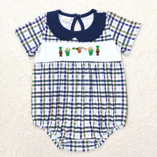 hunting plaid embroidery boy bubble