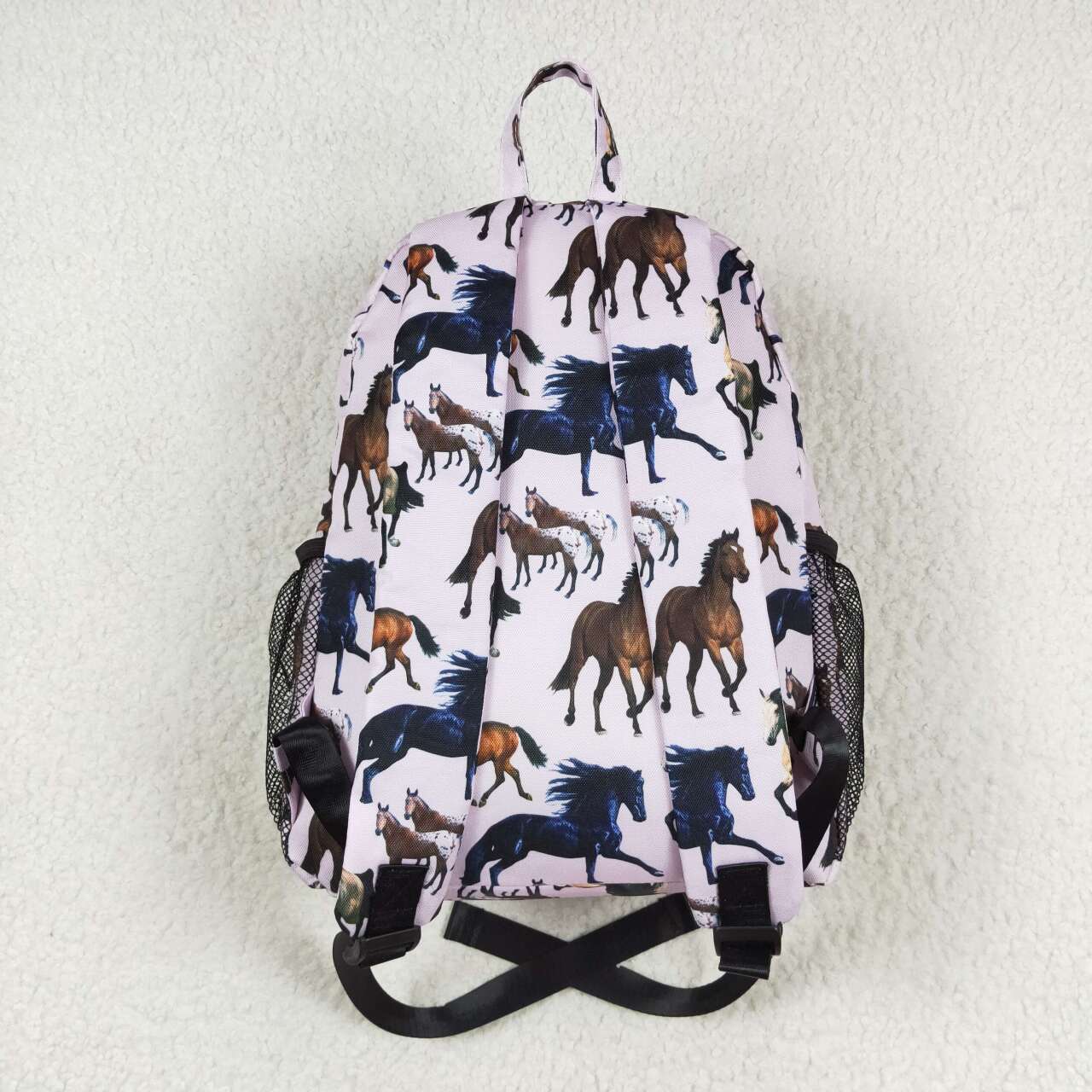 horse print kids backpack zip bag