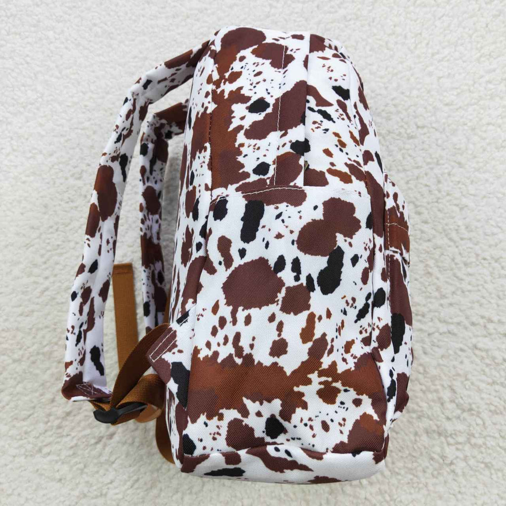 Cow print kids backpack school bag