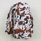Cow print kids backpack school bag
