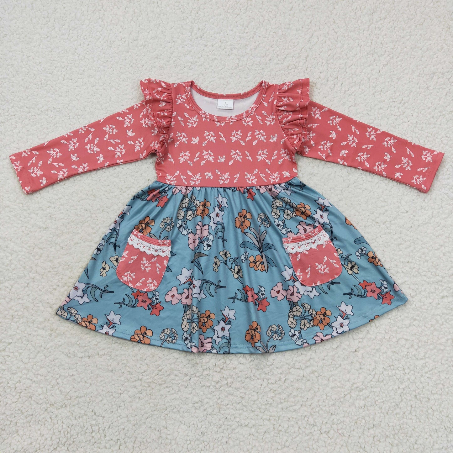 autumn flower print twirl dress with pocket girls fall dresses