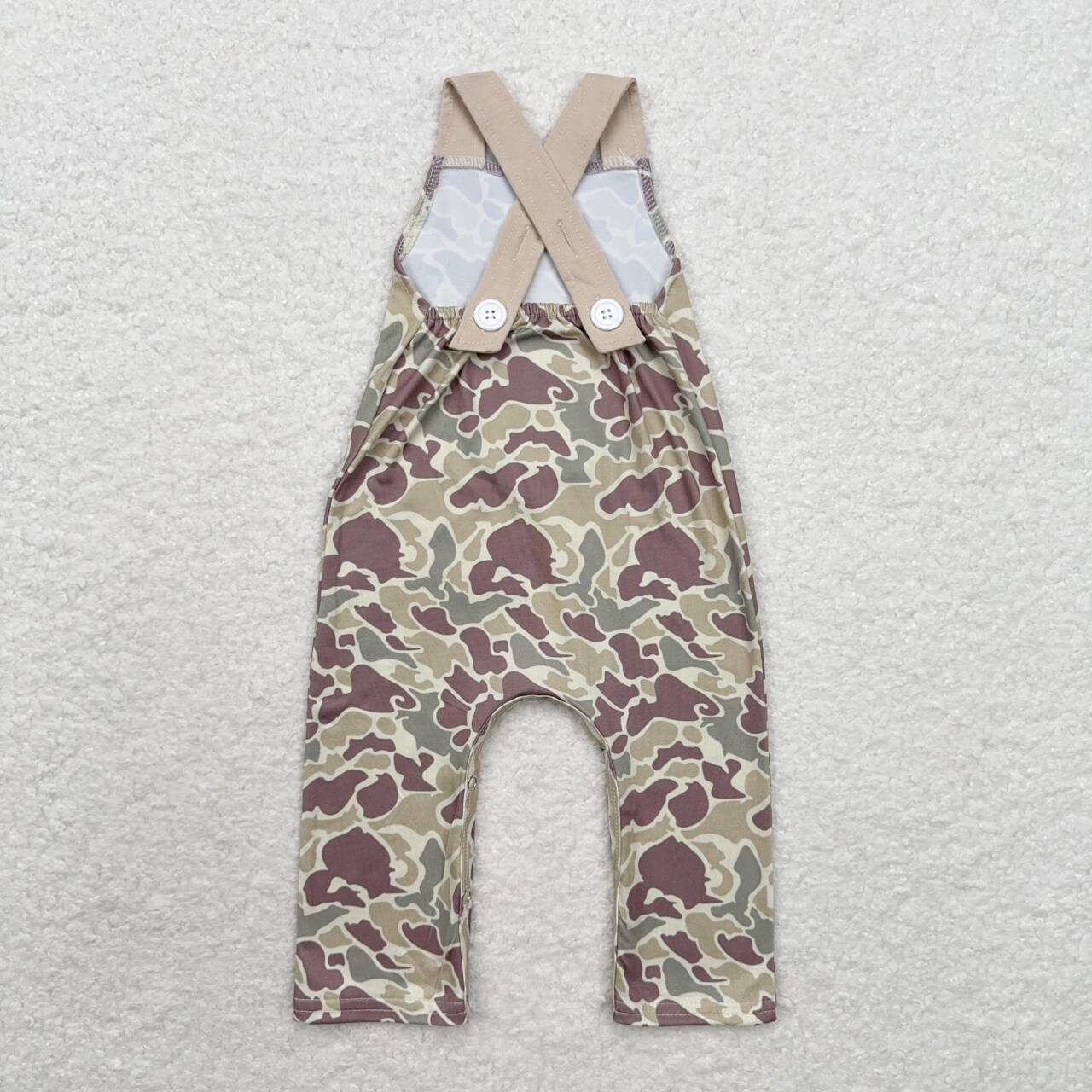 baby boy deer embroidery overall camo romper