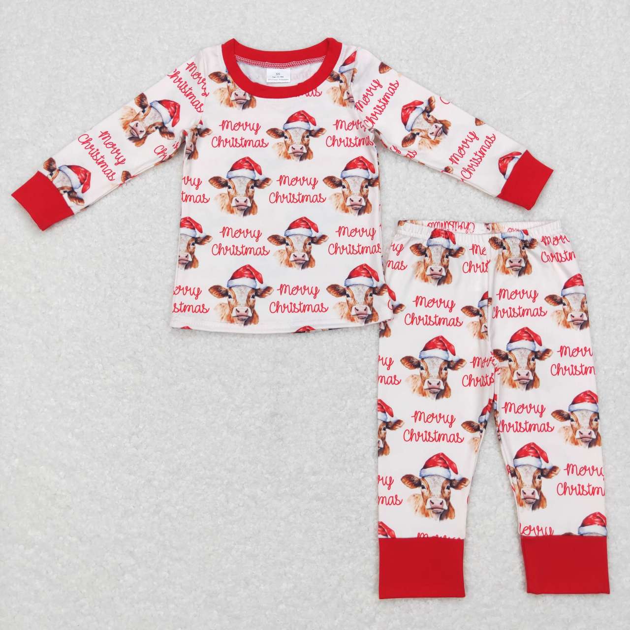 merry christmas cow print boy sleepwear