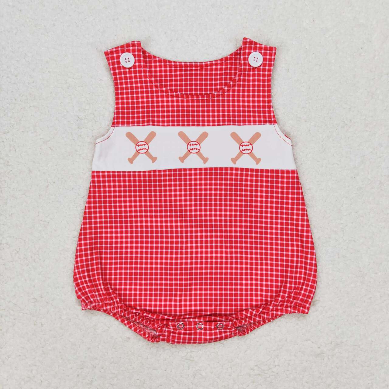 red gingham baseball tank bubble