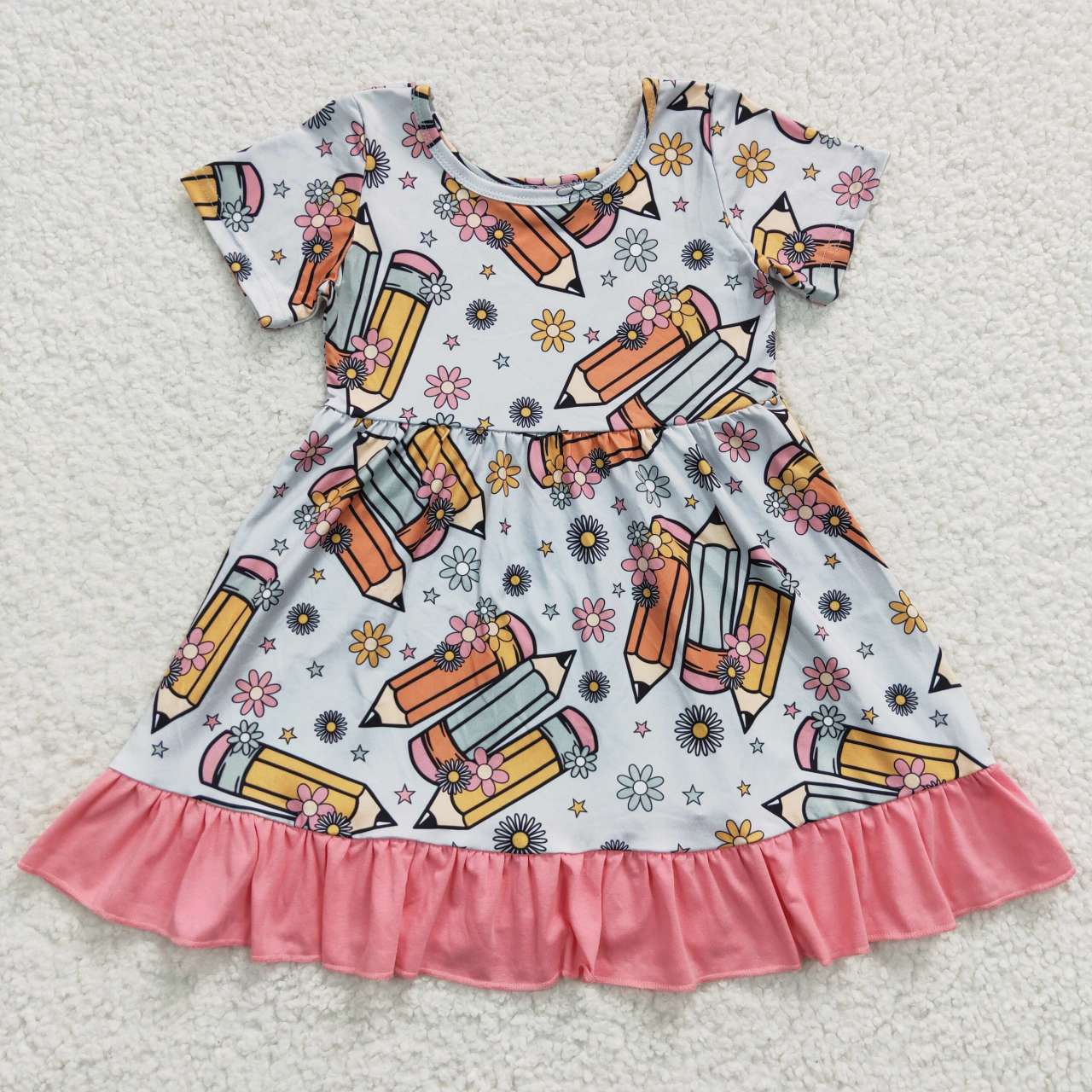 pencil&floral girl back to school dress