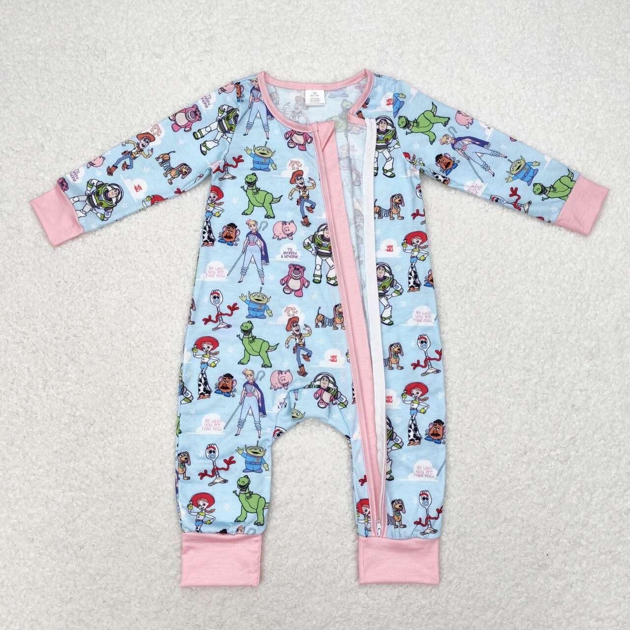 baby girl cartoon zip bamboo sleeper