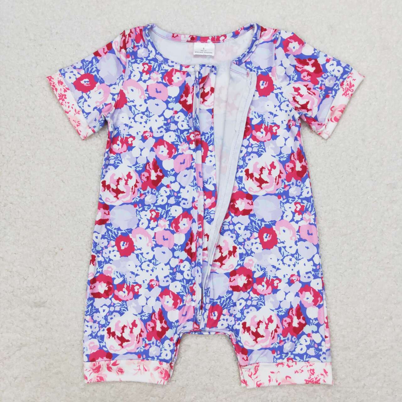 baby girl colorful flower zip sleeper