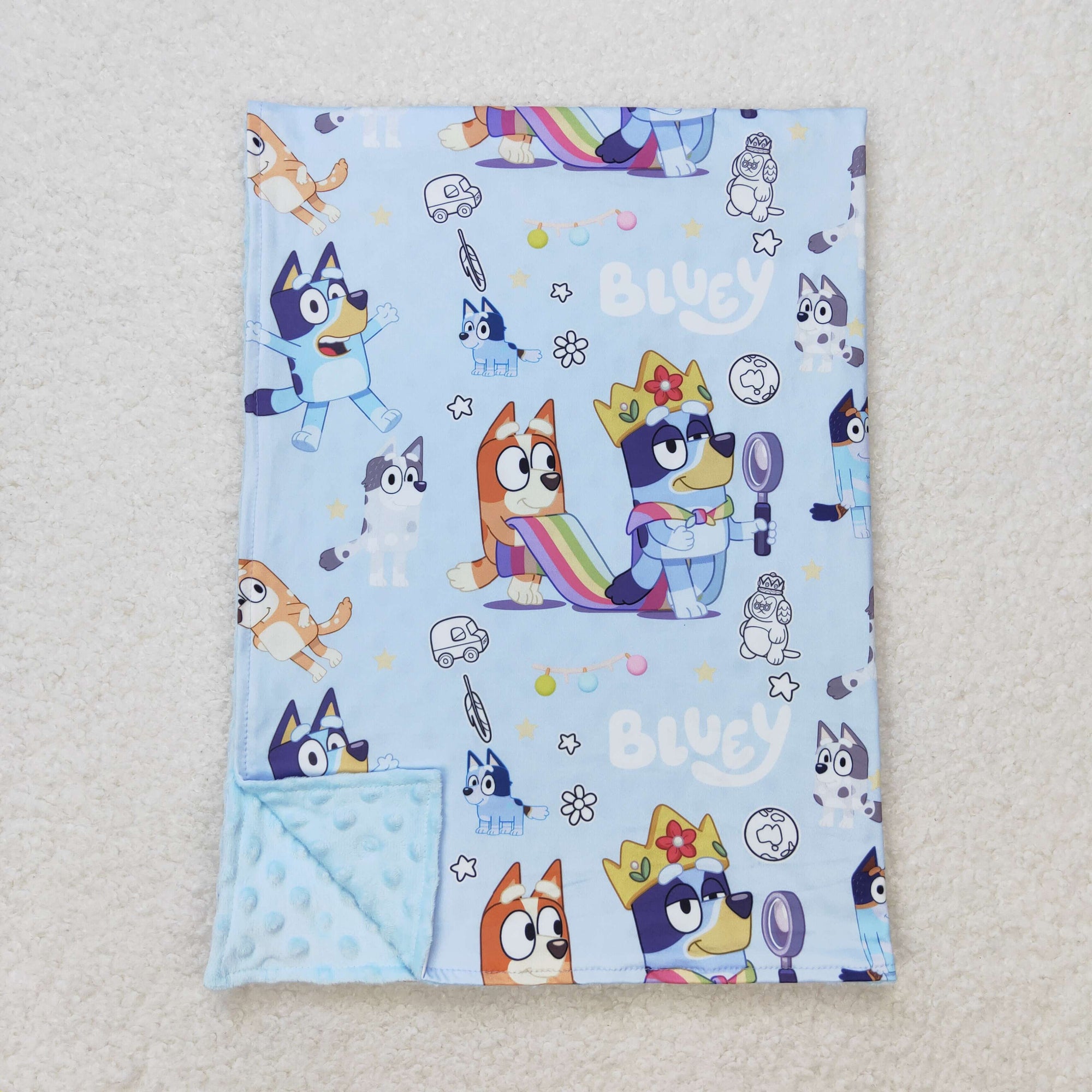 blu*y queen print minky blanket