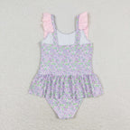 Poolside Petals One PieceSwimsuit Purple