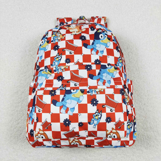 checkered target cartoon dog children backpack