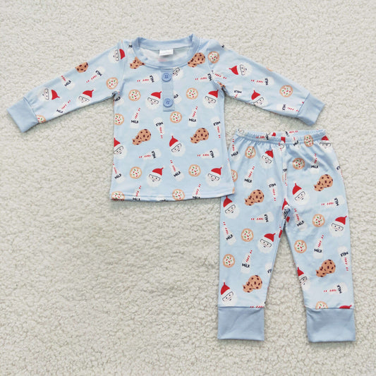 Santa biscuit milk boys christmas pajama set