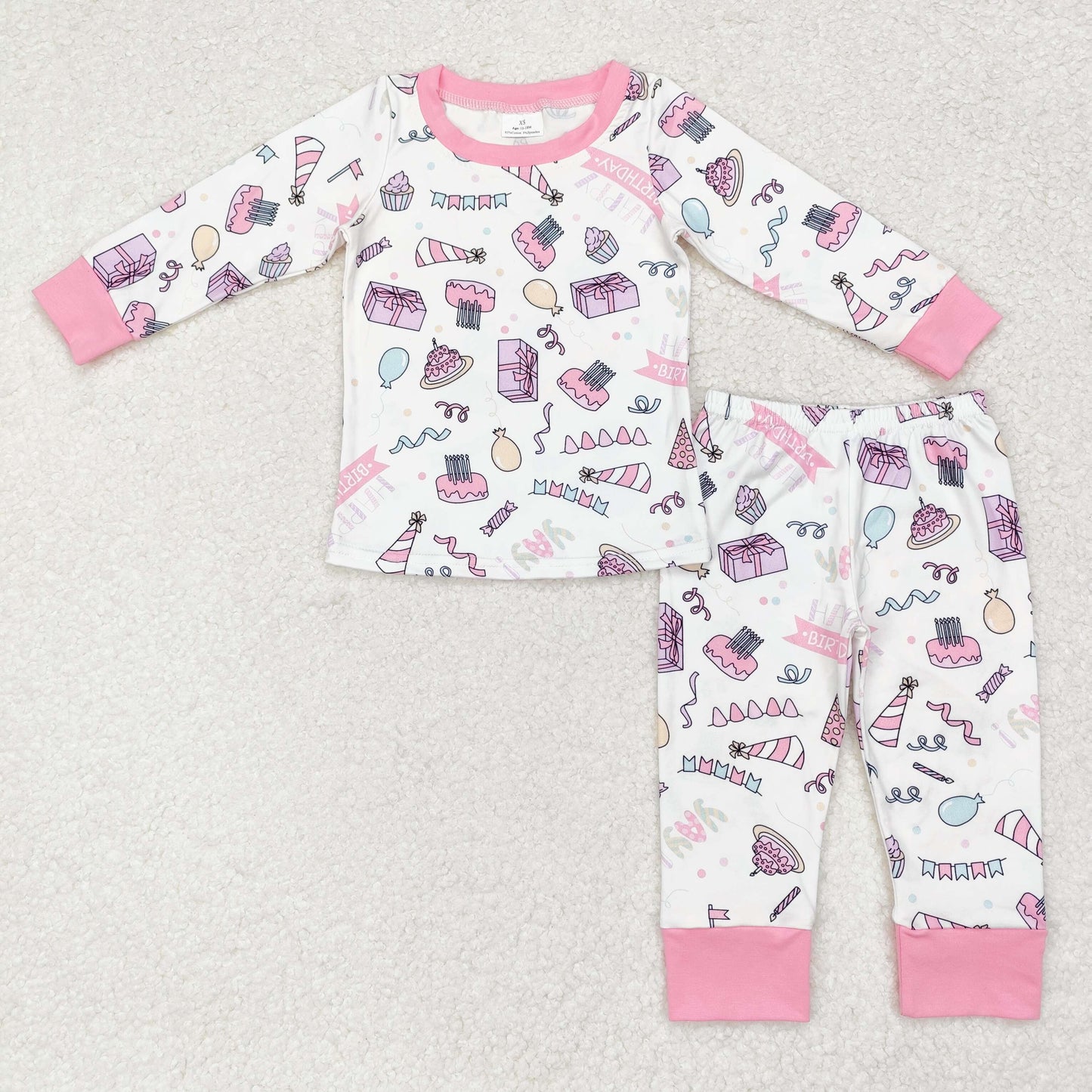 birthday pajama set pink girl