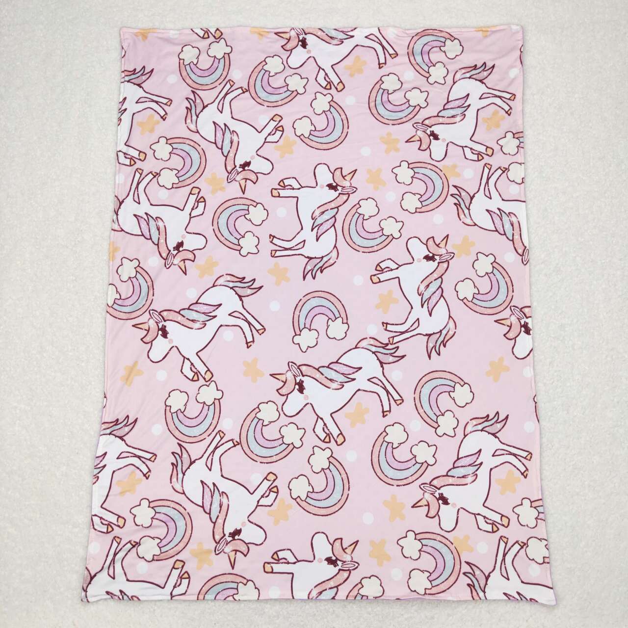 kids unicorn rainbow print minky blanket