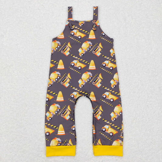 baby boy construction strap romper