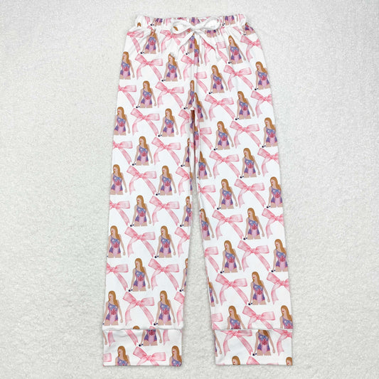 taylor bow print adult woman christmas straight pants