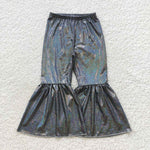 Black shinny baby girls bell bottom pants