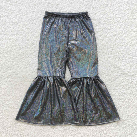 Black shinny baby girls bell bottom pants