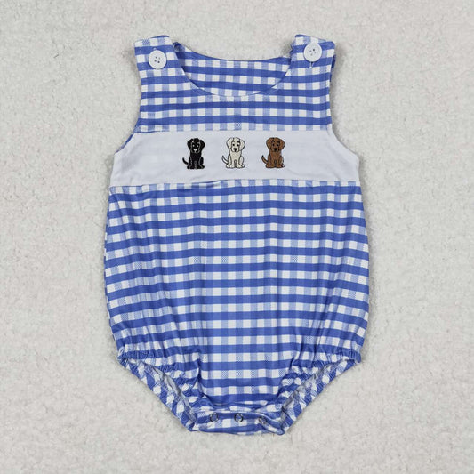 baby boy dog embroidery tank bubble