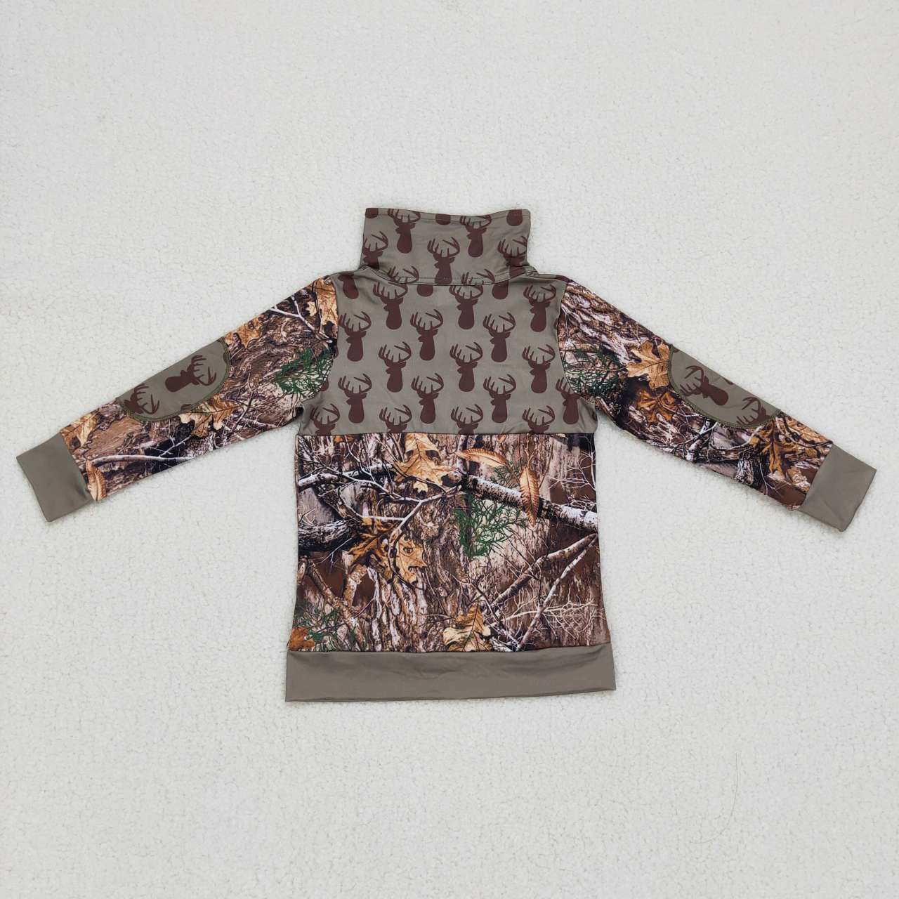 camo deer print baby boy zip pullover