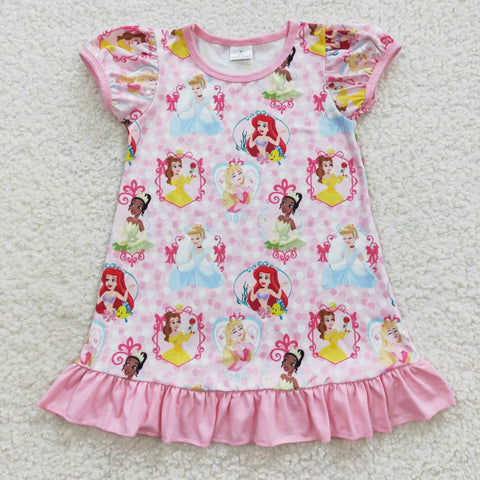 summer girl dressing grown pink princess sleepsuit