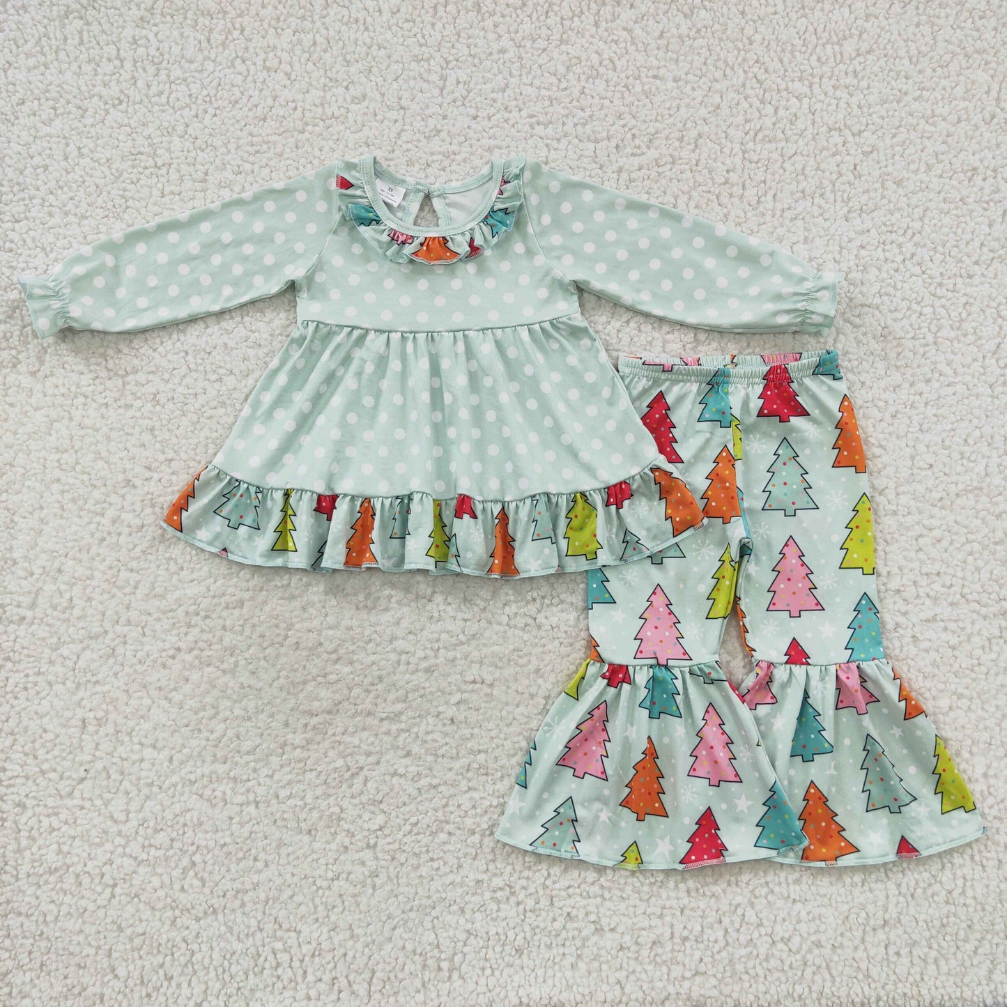 Girl Christmas tree bells outfit