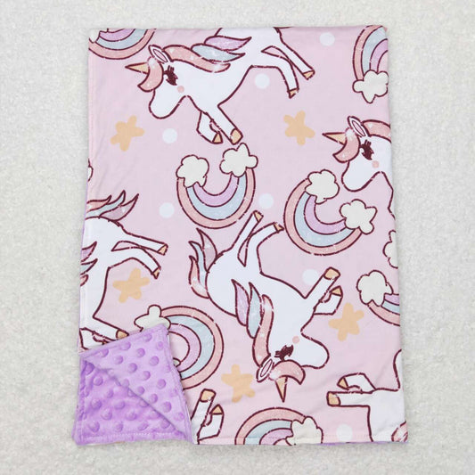 kids unicorn rainbow print minky blanket