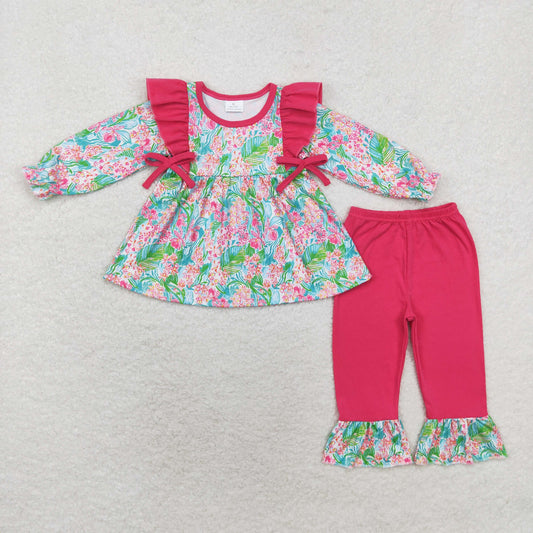 lily flower bows ruffle outfit hot pink clothes