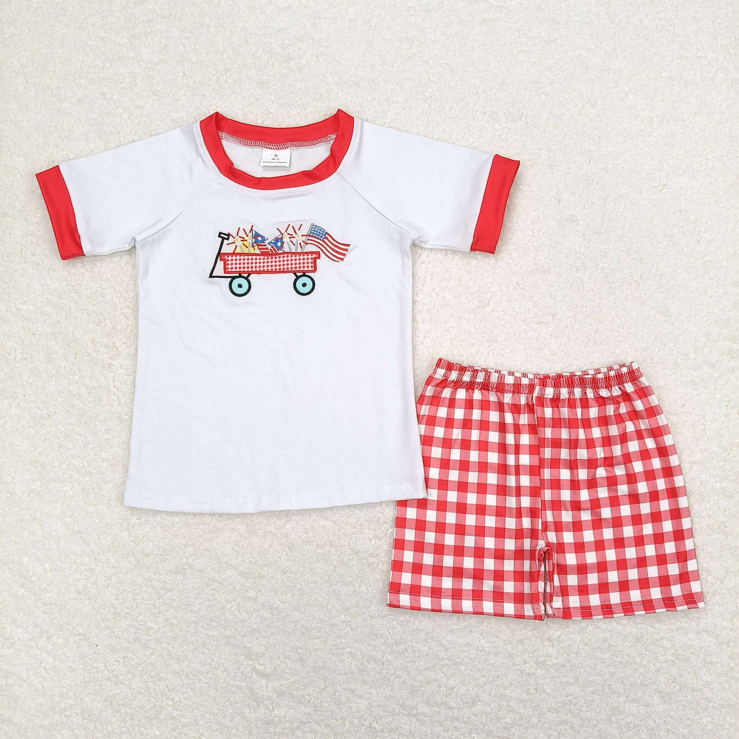 4th of july target embroidery boy shorts set