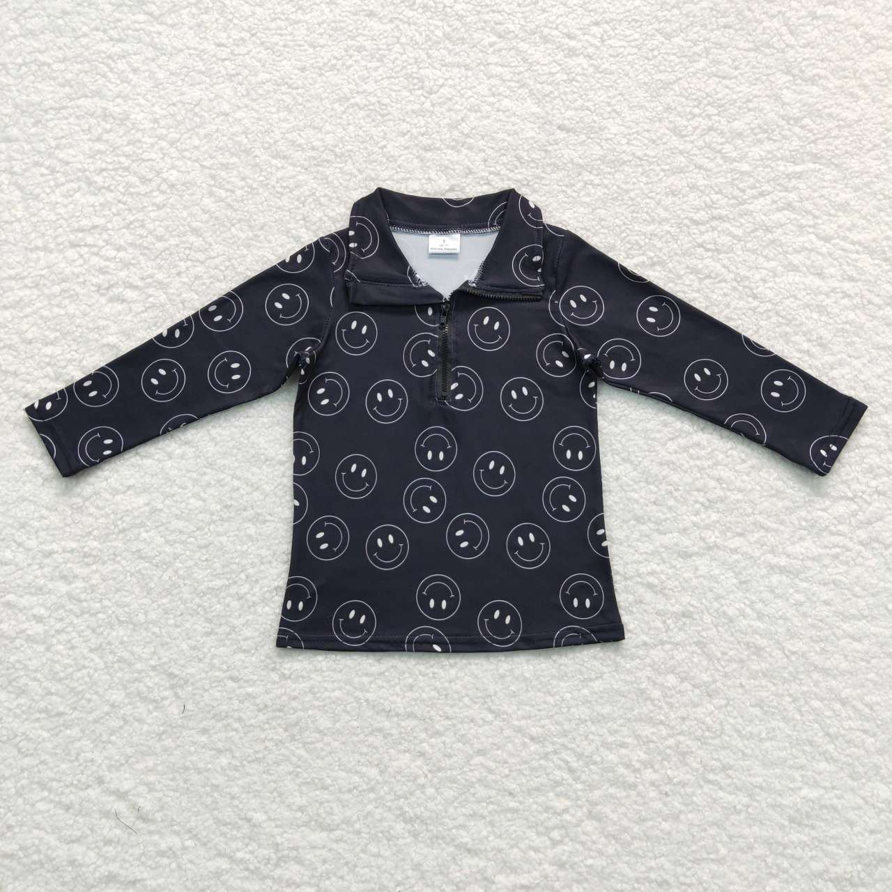 toddler boy black smile face zip pullover