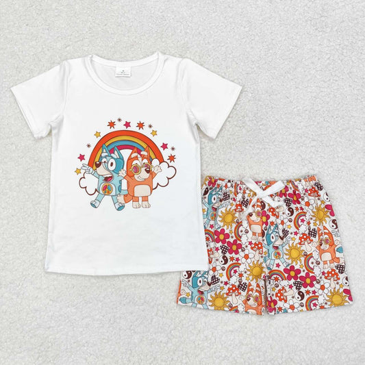 rainbow blu*y girls shorts set