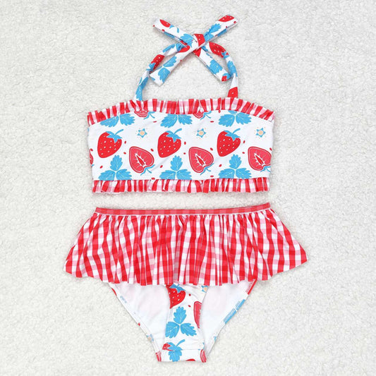 strawberry two piece swimsuit girl swimwear