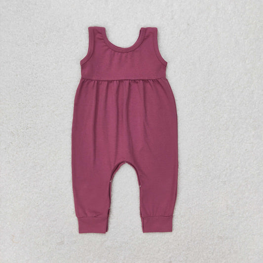 cotton solid berry baby girls romper