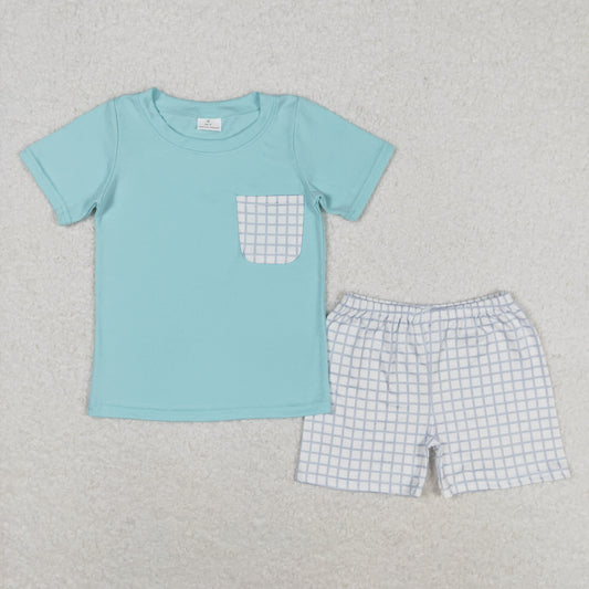 solid and plaid boys shorts set