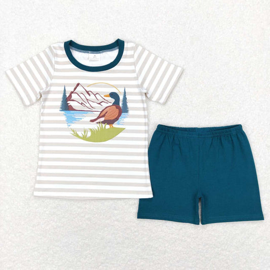 blue duck lake solid shorts set boy’s outfit