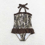 one piece swimsuit camo halter swimwear