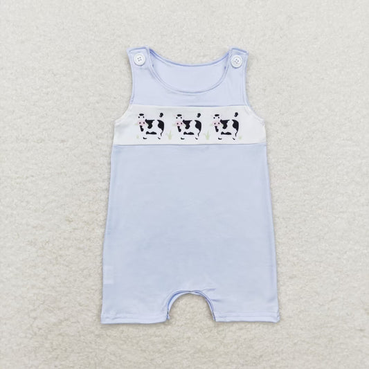 milk cow embroidery tank romper baby boy clothes