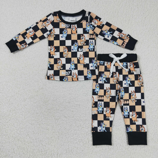 bluey checkered boys pajama set
