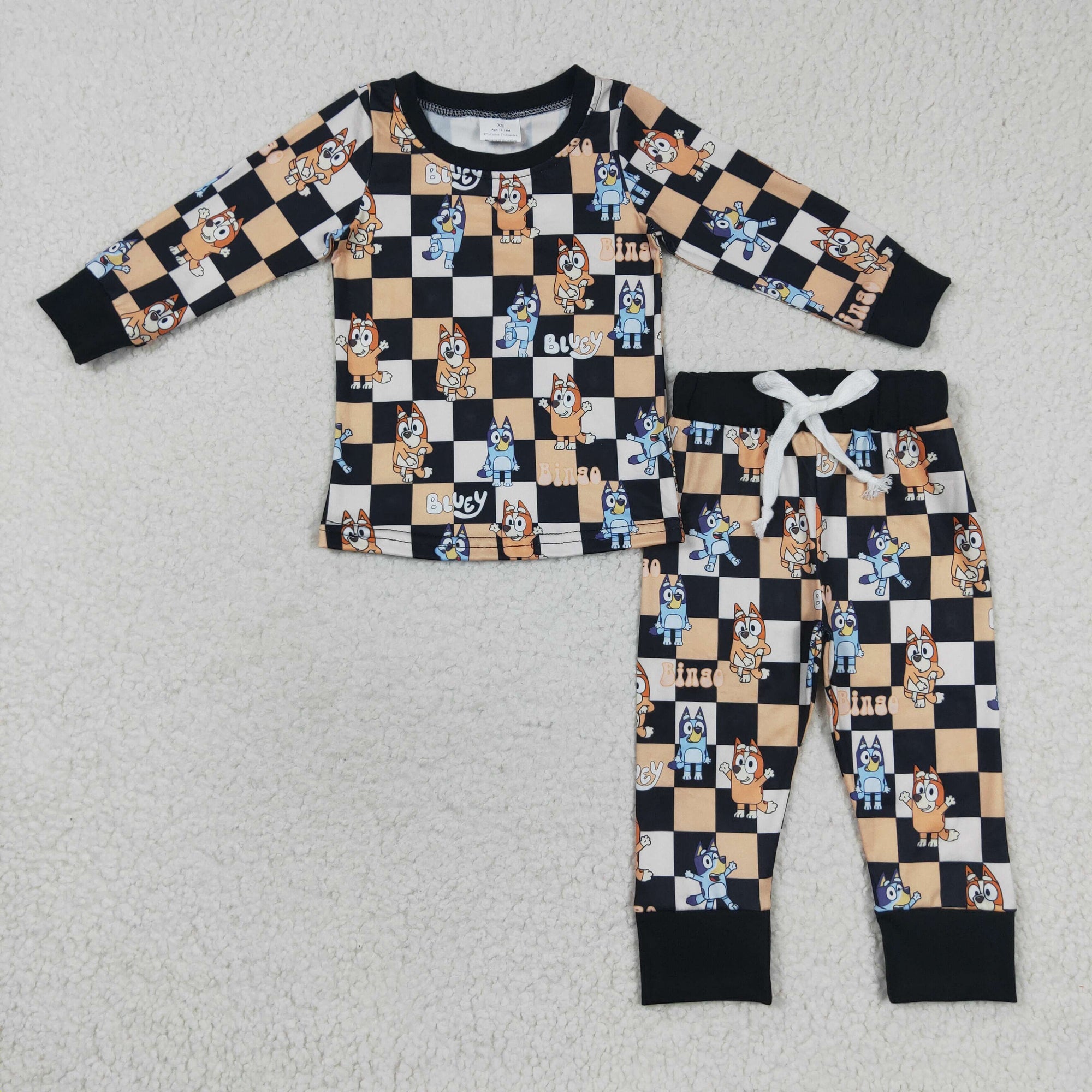 blu*y checkered boys pajama set