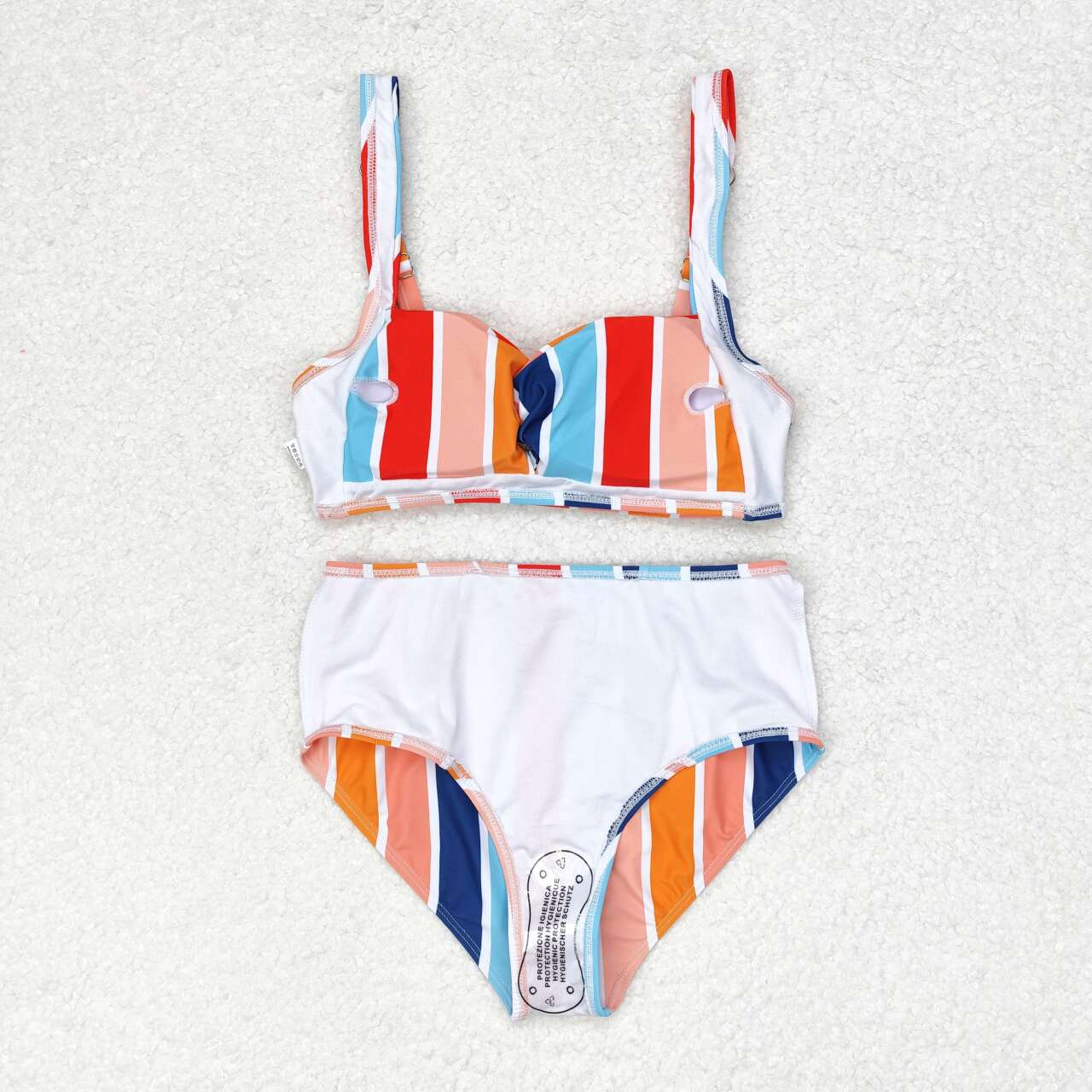 adult clothes colorful stripes woman Swimsuit