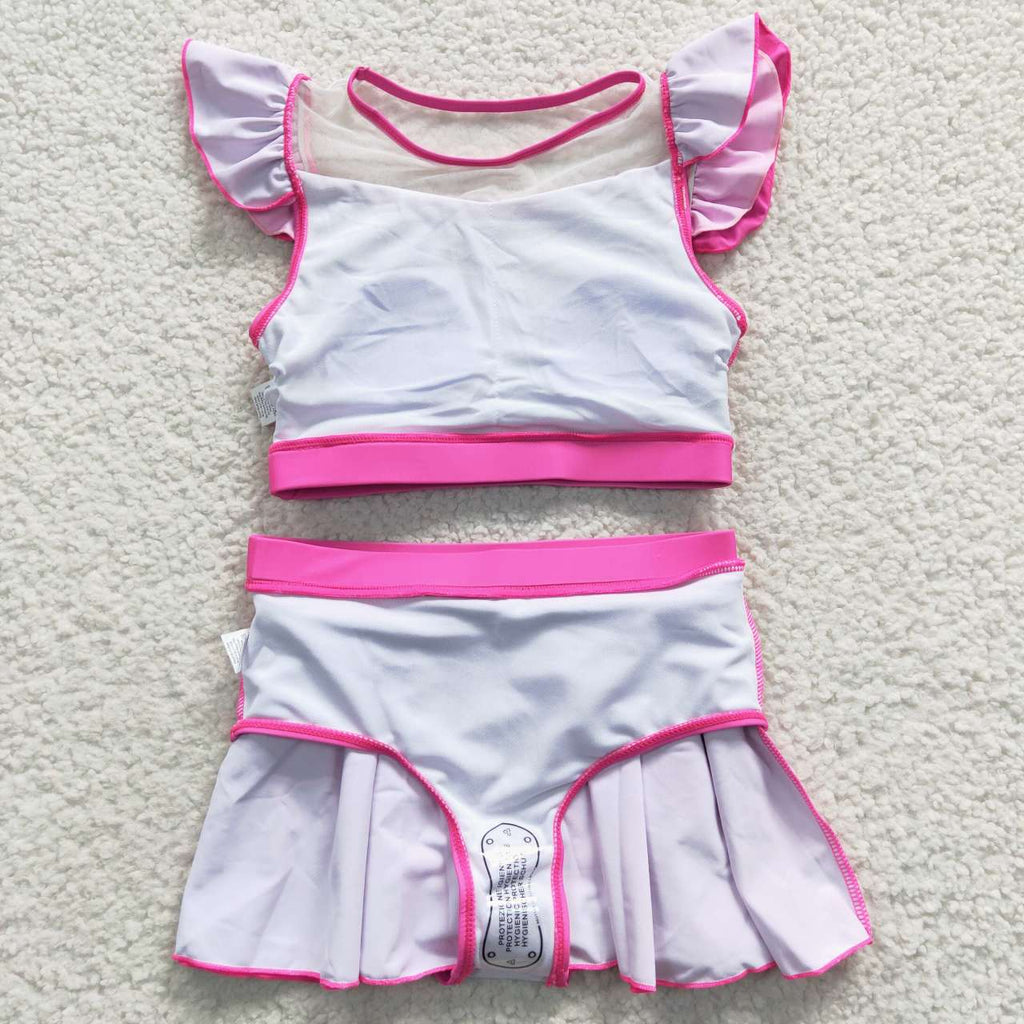 2pcs kids hot pink princess swimsuit girl swim wear