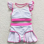 2pcs kids hot pink princess swimsuit girl swim wear