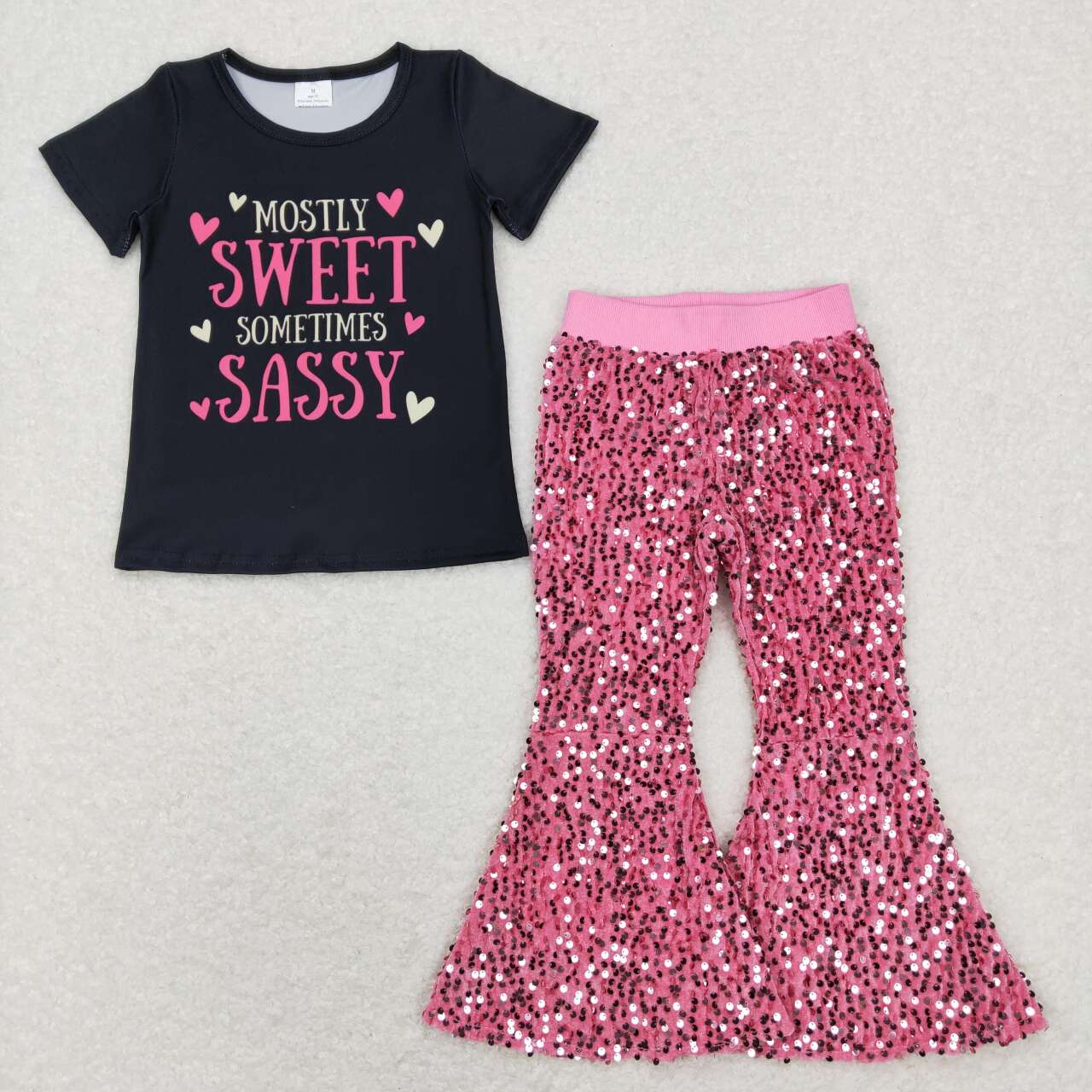 girl 2pcs valentine's day sequins pants set