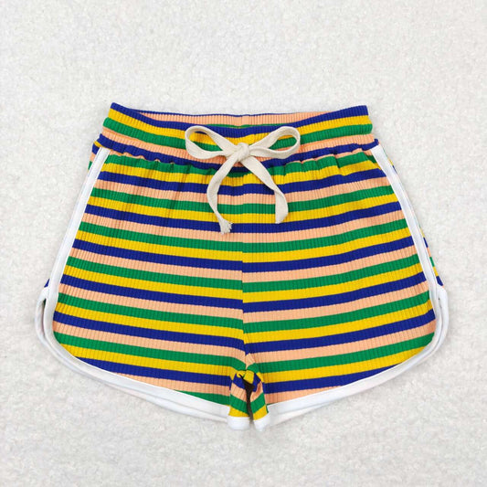 colorful striped girls summer shorts