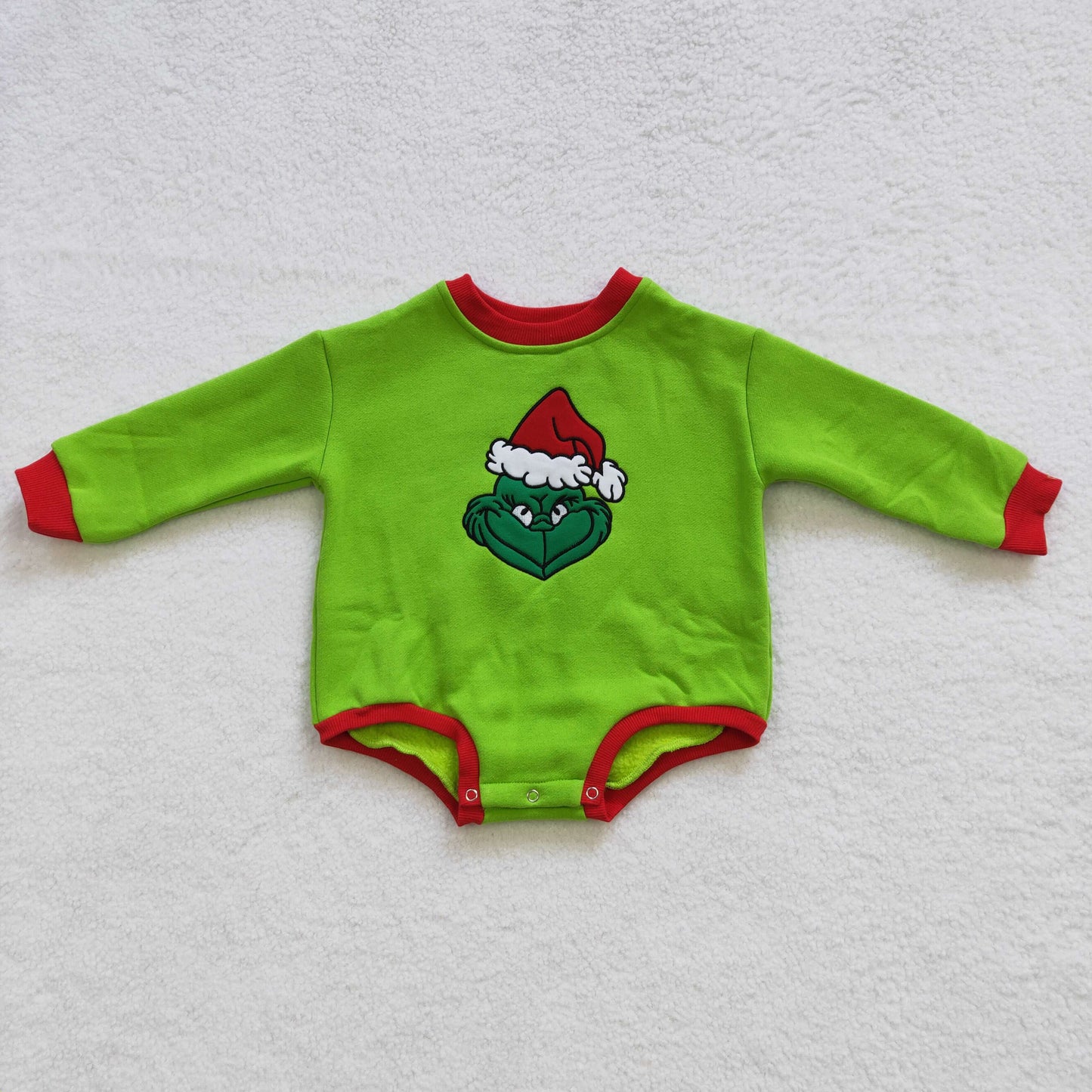 toddler christmas green cotton embroidery long sleeve romper