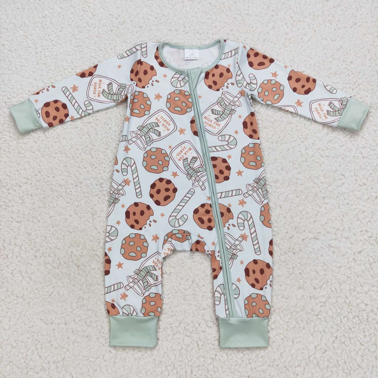 christmas cookie baby boys zipper sleeper