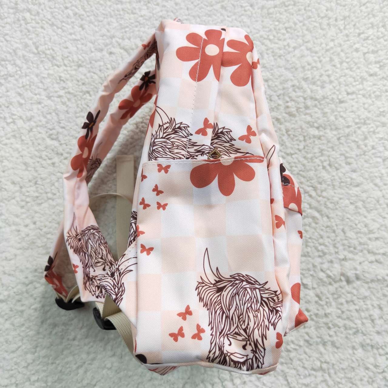 western child bag backpack highlamd cow print