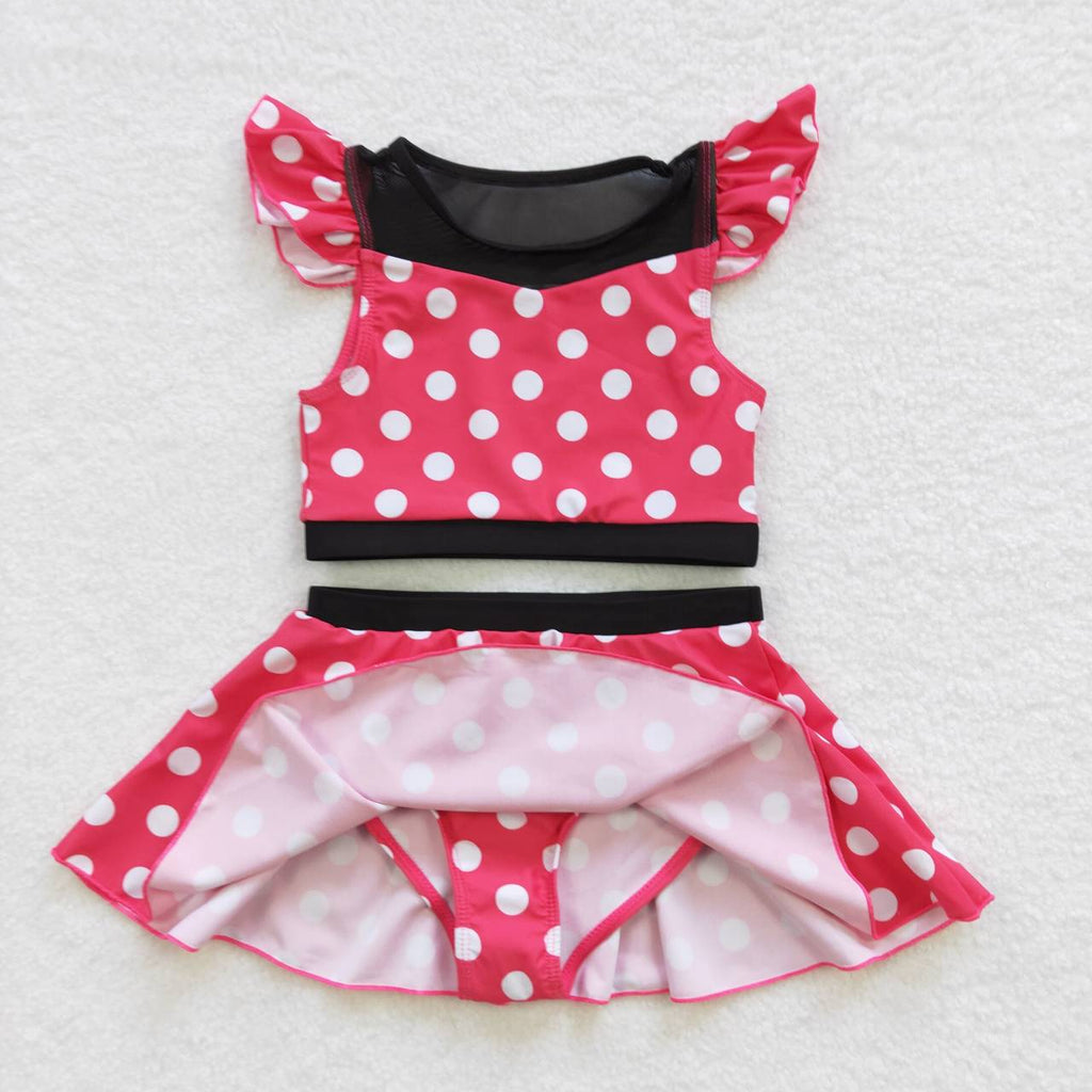 2pcs kids princess red dots swimsuit girl swim wear