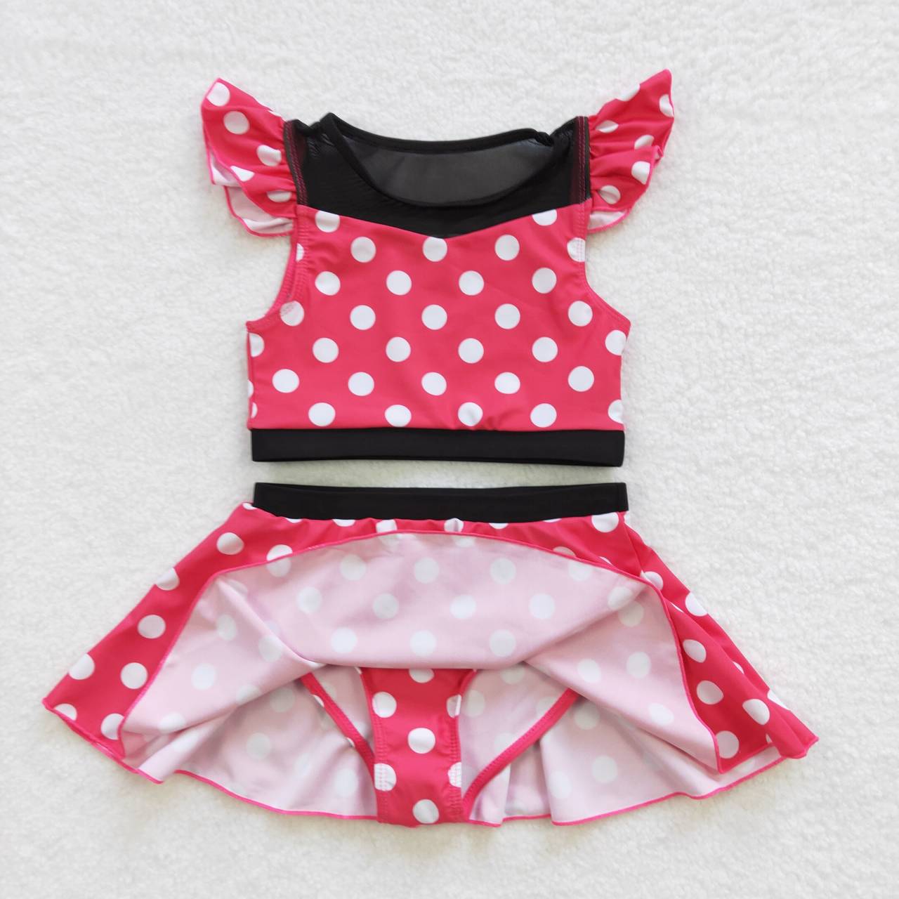 2pcs kids princess red dots swimsuit girl swim wear