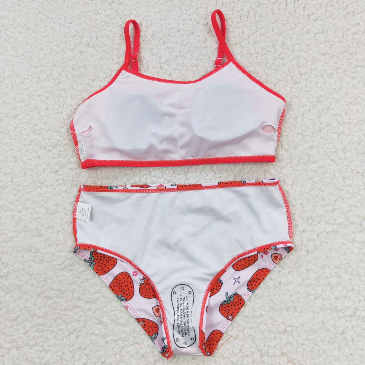 2pieces red tassel strawberry girls swimsuit